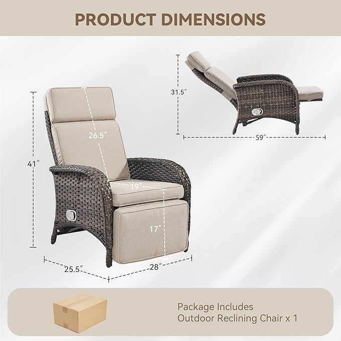 Zero Gravity Wicker Patio Recliner Chairs Set of 2 - Image 2