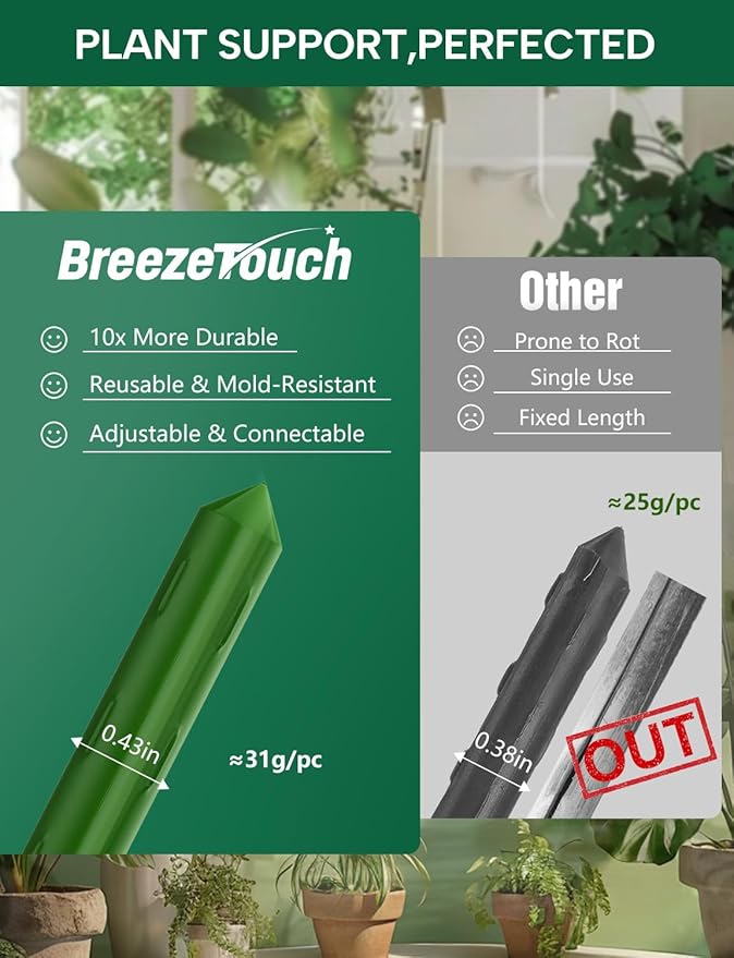 Breeze Touch Garden Trellis for Climbing Plants Outdoor, 20 Pack 17" Tomato - Image 5