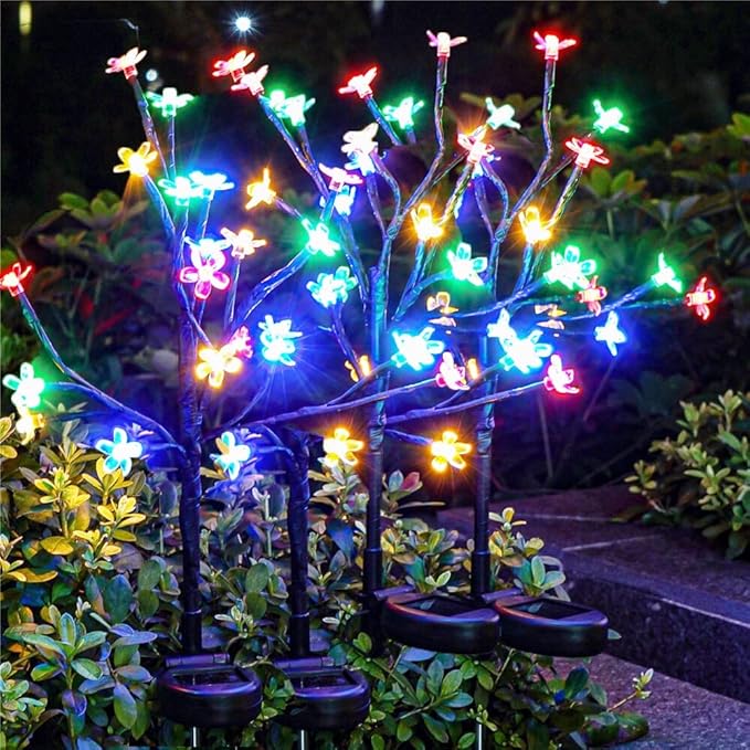 Solar Garden Lights Waterproof, Solar Lights Outdoor Decorative 4Pack, 80Led by IUEECEN