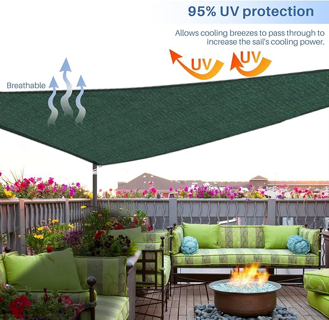 E&K Sunrise 14' x 14' x 14' Sun Shade Sail Triangle Canopy Shade Cover UV Block - Image 5