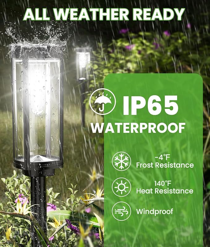Bright Solar Pathway Lights, 12 Pack Solar Garden Lights Outdoor Waterproof IP65 - Image 6