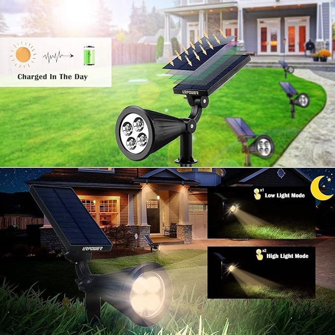 URPOWER Solar Lights Outdoor, Adjustable Spot Lights Outdoor, 2-in-1 Waterproof - Image 3