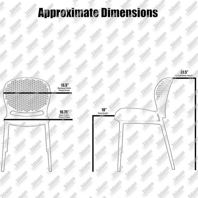 2xhome Set of 3 Patio Dining Chairs | Modern Stackable Outdoor Pool Side Chair - Image 3