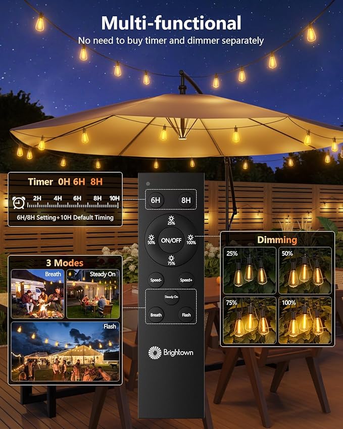 Brightown 202FT Solar String Lights Outdoor Waterproof - Image 5