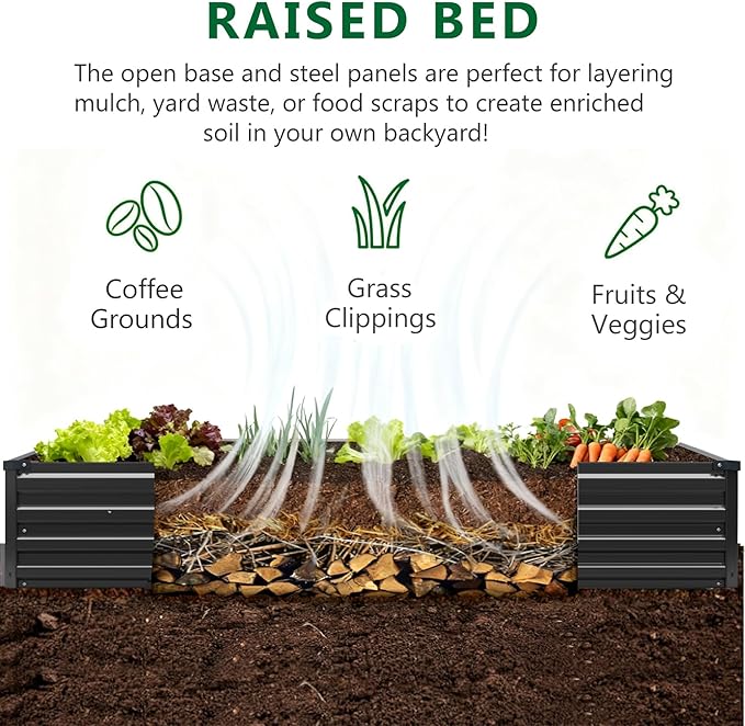 2 Pack 6x3x1FT Galvanized Raised Garden Bed Kit, Outdoor Metal Planter Box - Image 2