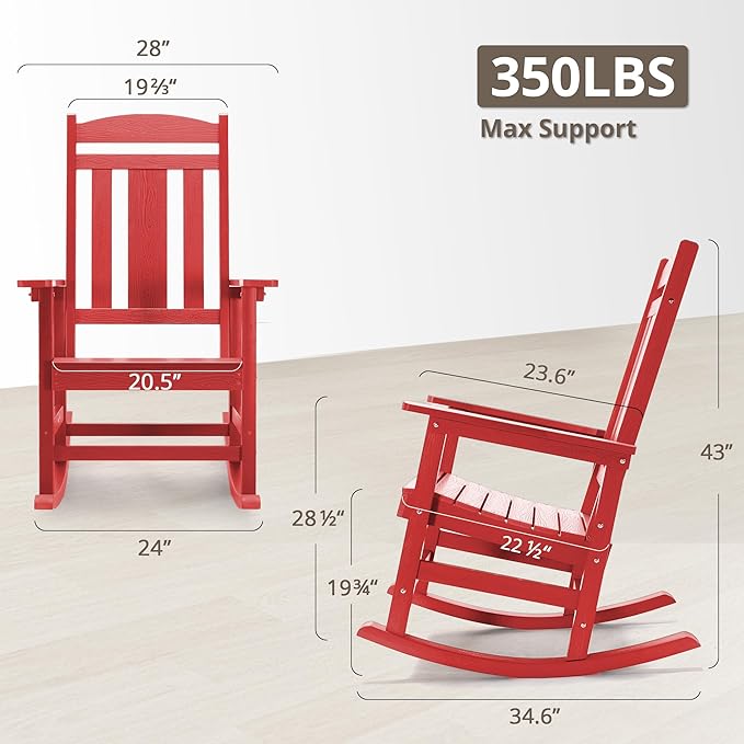 LUE BONA Outdoor Rocking Chairs Set of 4, HDPS Porch Rocker - Image 2