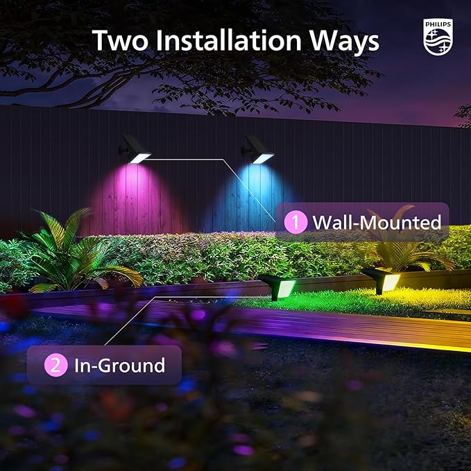 Philips 6 Packs Solar RGBW Spot Lights Outdoor, 18 LED Solar Powered Landscape - Image 6