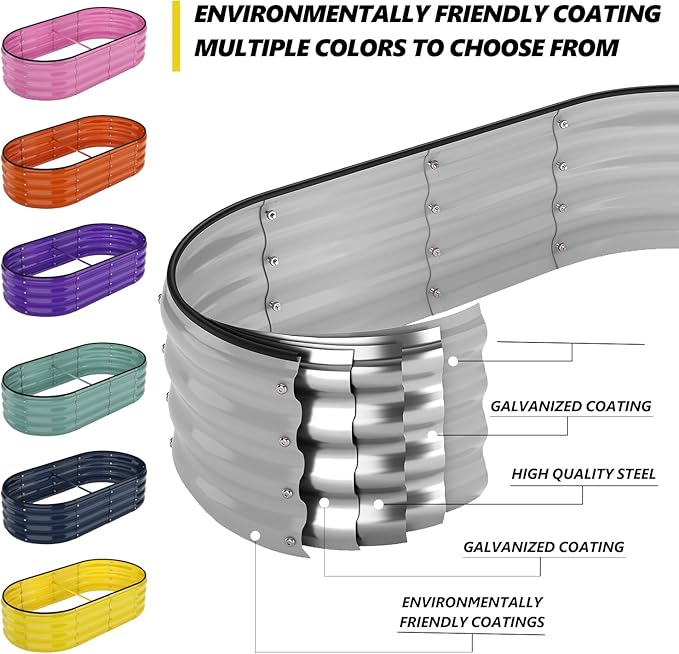Galvanized Metal Planter Round Raised Garden Bed Kit - Image 3