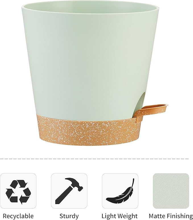 FaithLand 6-Pack Green Self Watering Planter Pots - Image 4
