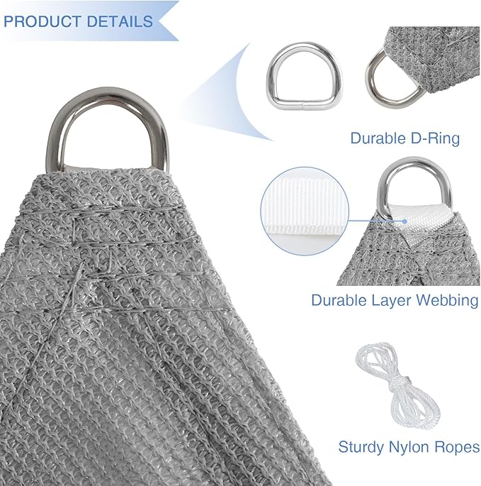 E&K Sunrise 8' x 8' x 8' Sun Shade Sail Triangle Canopy Shade Cover UV Block - Image 4