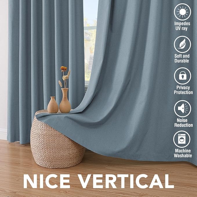 H.VERSAILTEX Linen Blackout Curtains 108 Inches Long 100% Blackout Thermal - Image 7