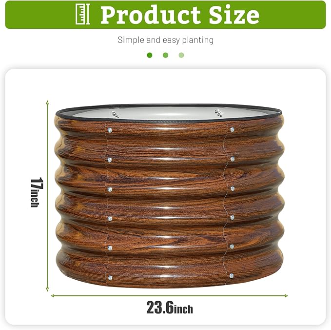 SnugNiture Raised Garden Bed, 2×2×1.5ft Round Galvanized Outdoor Planter Box - Image 3