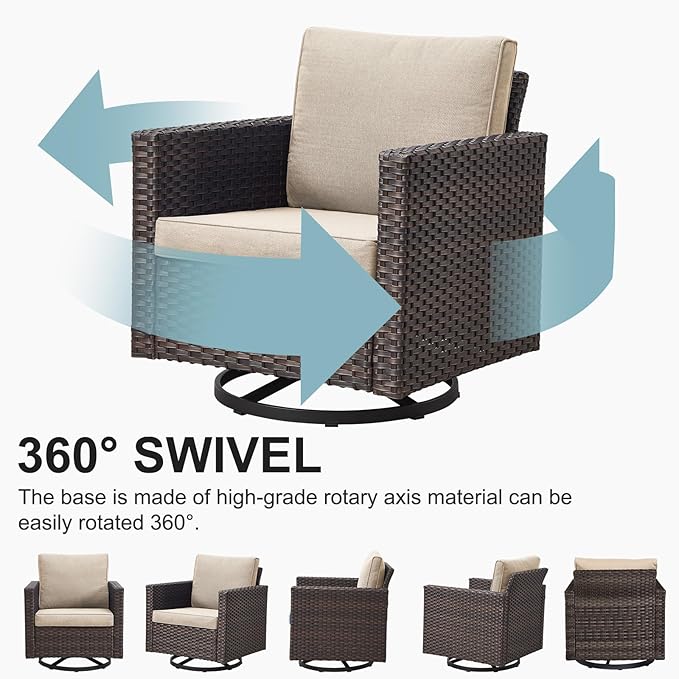 Belord 7 Piece Outdoor Furniture Patio Wicker Sofa Set, Oversize Outdoor Swivel - Image 5