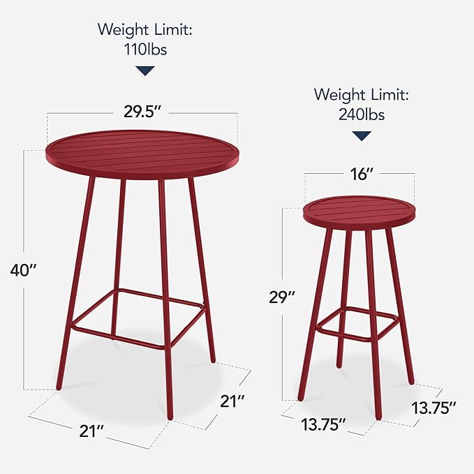 Best Choice Products 3-Piece Patio Dining Set, Bar Height, Outdoor Bistro Set - Image 2
