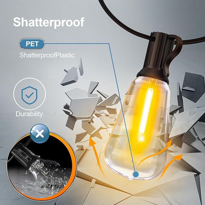 Outdoor String Led Patio Lights - 50Ft 15M Outside Waterproof Light ST38 - Image 2