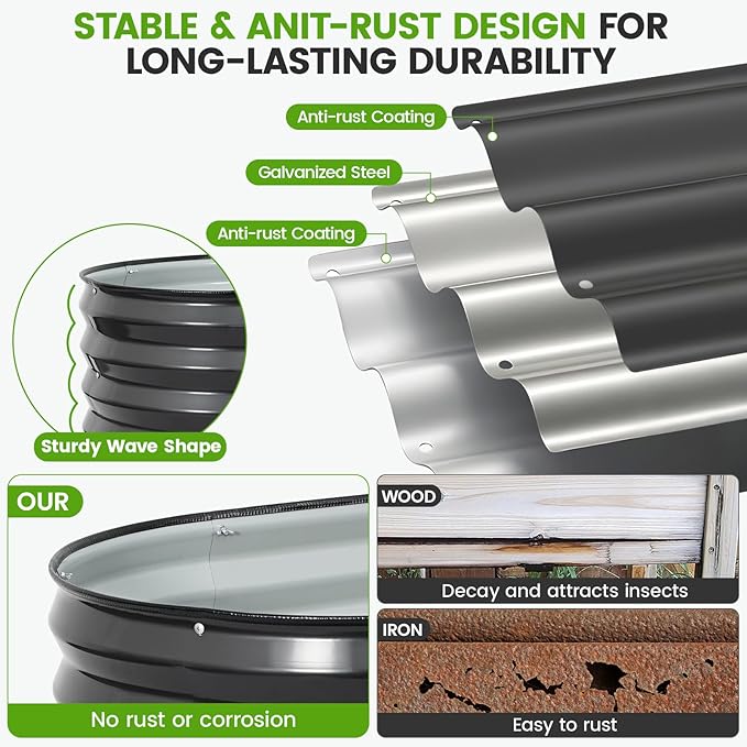 Galvanized Raised Garden Bed Outdoor |17'' Tall Planter Box Outdoor - Image 5