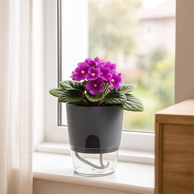 8 Pack Self Watering Pots for Indoor Plants, PlanterHoma 3.2 Inch Plant Pot - Image 4