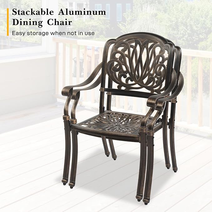 VINGLI 7 Pieces Outdoor Dining Set, Cast Aluminium All-Weather Patio Dining Set - Image 3