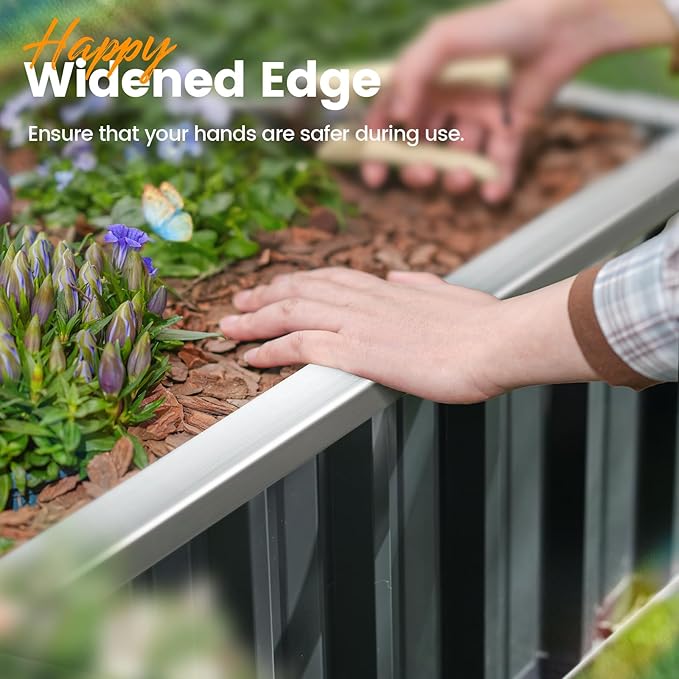 KING BIRD Raised Garden Bed 68" x 36" x 12" Galvanized Steel Metal Outdoor - Image 4