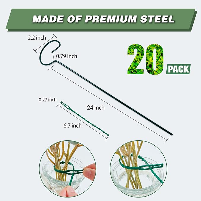 Joyhalo 20 Pack Plant Support Stakes 24 Inch, Plant Stakes, Flower Stakes - Image 3