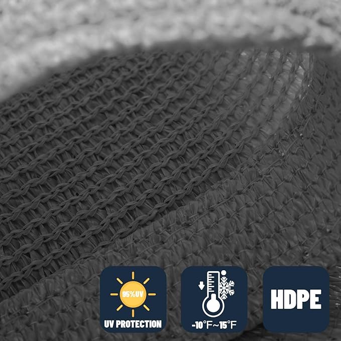 SUNNY GUARD Custom Size 10'x22'x22' Triangle Dark Grey UV Block Sunshade - Image 4