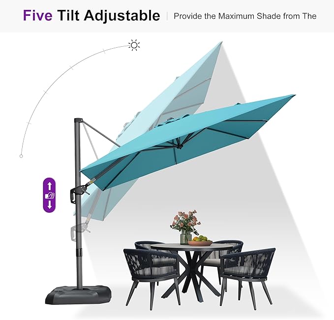 PURPLE LEAF 9 Feet Patio Umbrella Outdoor Cantilever Square Umbrella Aluminum - Image 6