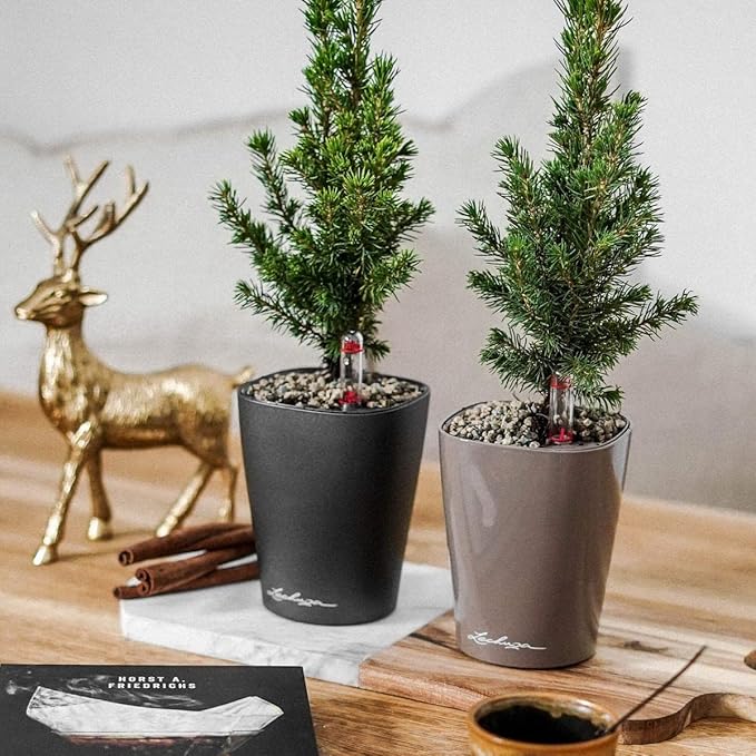 Lechuza DELTINI Shiny Taupe High Gloss, Self-Watering Small Indoor Planter - Image 9