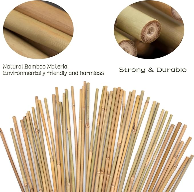 50PCS Plant Stakes, 16 Inch Natural Bamboo Stakes, Garden Stakes - Image 3