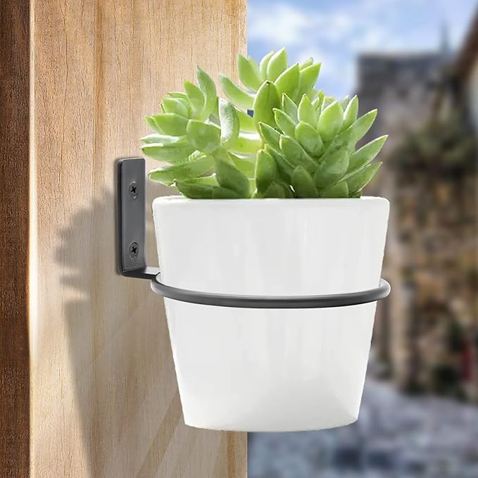 2 Pack 6 inch Flower Pot Holder Ring, Flower Pot Holder Ring Wall Mounted Set - Image 2