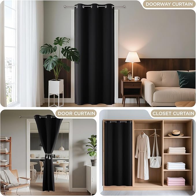 Joydeco Blackout Door Curtain for Doorway Privacy 96 Inches Long, Grommet - Image 4
