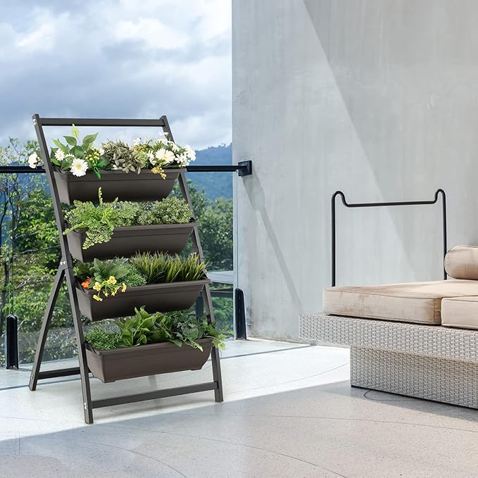 Giantex 4.1FT Vertical Raised Garden Bed, 4-Tier Elevated Planter Box w/4 - Image 4