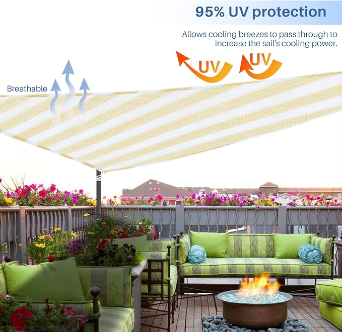 E&K Sunrise 20' x 20' x 20' Sun Shade Sail Triangle Canopy Shade Cover UV Block - Image 5