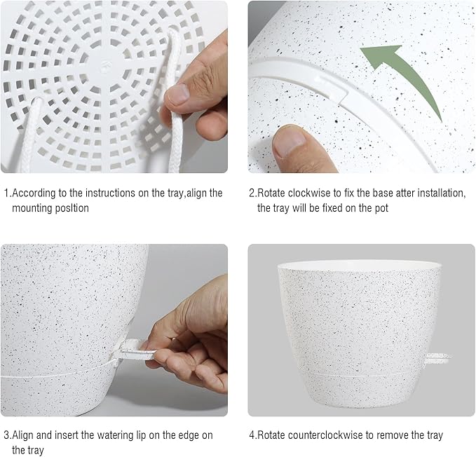 Large Self Watering Pots, 12/10/9 Plastic Planters - Image 4