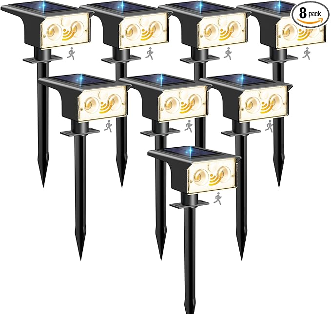 btfarm Solar Spot Lights Outdoor Waterproof, 8 Pack/3 Modes Motion Sensor Lights by btfarmdecorativelighting