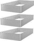 3 Pack Raised Beds for Gardening, Corrugated Galvanized Steel Raised Garden Bed by OZMSHF