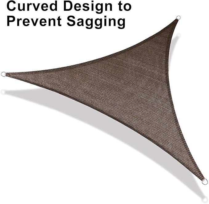 LOVE STORY 10' x 10' x 14' Right Triangle Brown Sun Shade Sail Canopy UV Block - Image 6