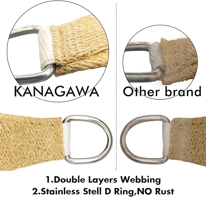 KANAGAWA 9'X12' Sand Custom Size Sun Shade Sail Rectangle UV Block Canopy Cover - Image 5