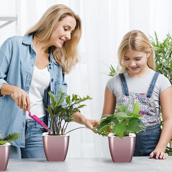 4 Pack Self Watering Pots 4-inch Decorative Flower Planters - Image 5