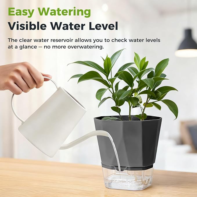 2 Pack Self Watering Plant Pots 8.4" Self Watering Planters - Image 9