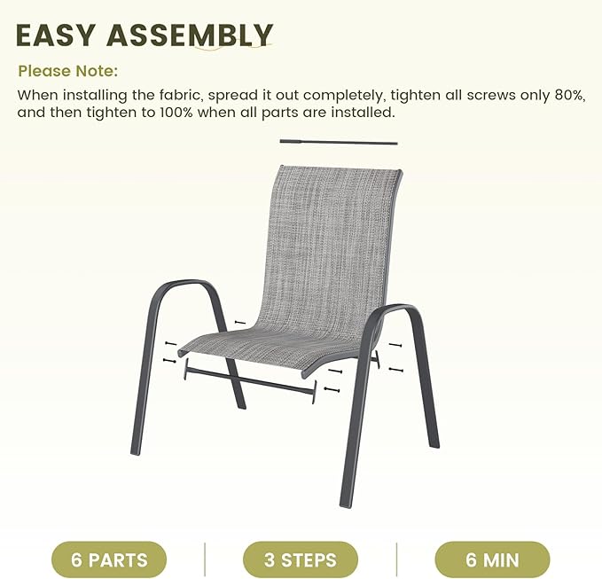 UDPATIO Patio Chairs Set of 4, Stackable Outdoor Dining Chairs - Image 8