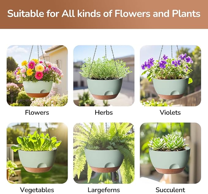 12 Inch Hanging Baskets for Plants Outdoor, Hanging Planters for Indoor Outdoor - Image 5