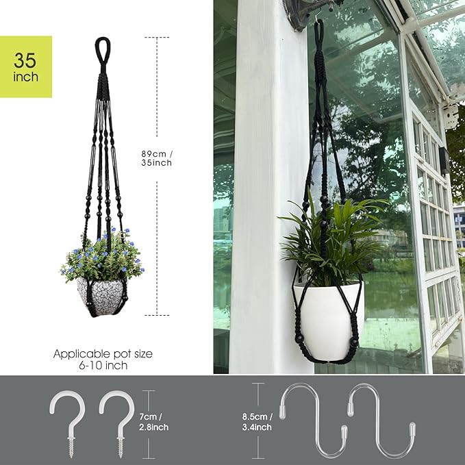 RIFNY Macrame Plant Hanger for 5 to 10 Inch Plant Pots, 35 Inch Indoor Handmade - Image 3