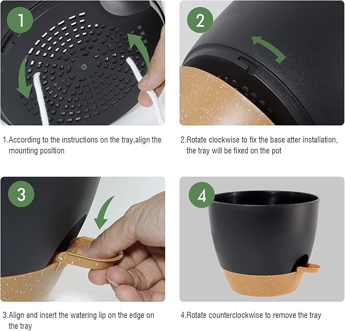 8 inch Hanging Planters, 2 Pack Self Watering Hanging Pots - Image 4