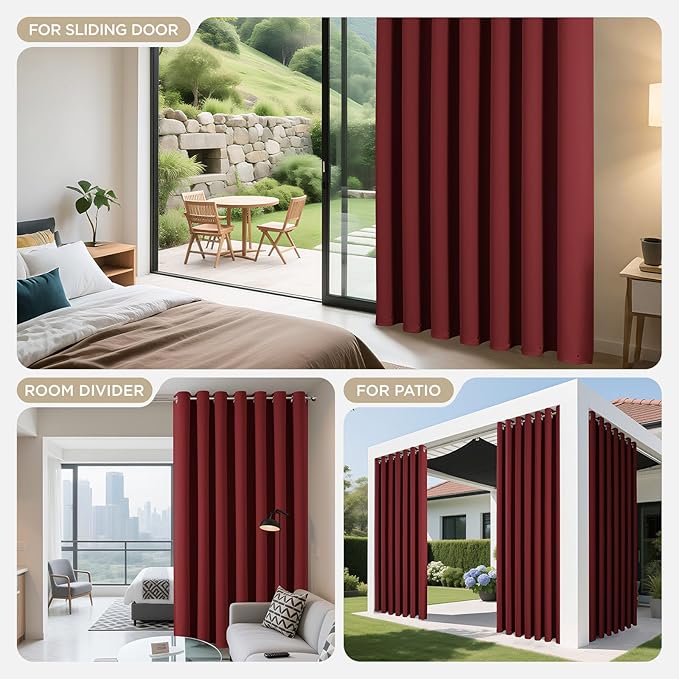 Joydeco Blackout Patio Sliding Door Curtains 108 Inches Long, Grommet Privacy - Image 8