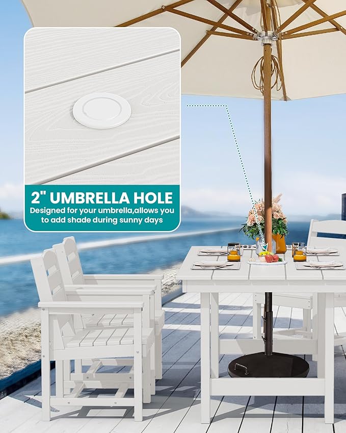 SERWALL Patio Table Set, Outdoor HDPE Dining Set - Image 3