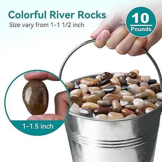 10 lbs River Rocks, 1-1 1/2 inch Plant Rocks - Image 2