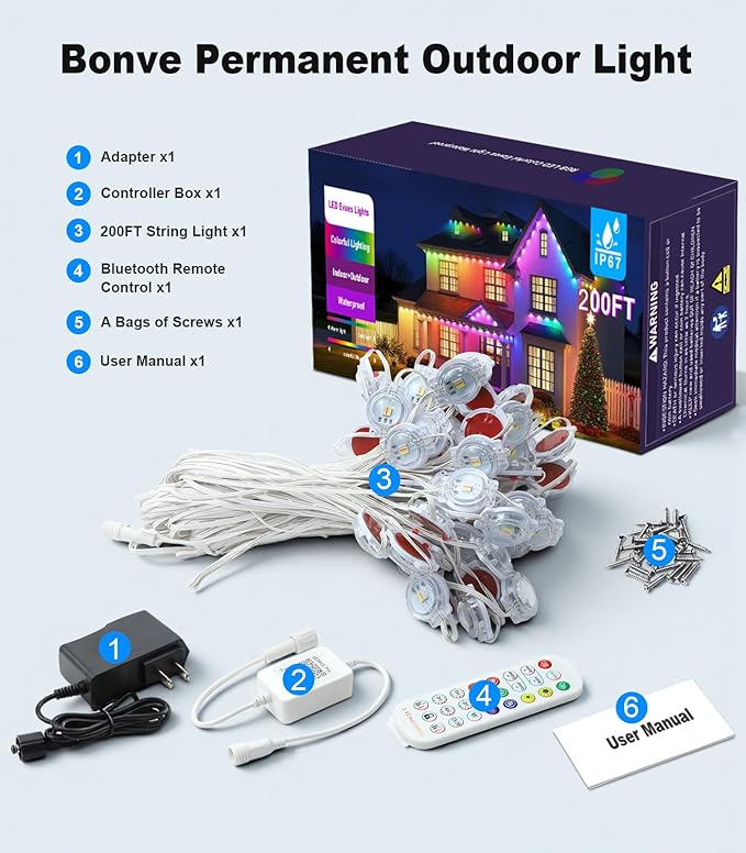 200FT Permanent Outdoor Lights for House, 2025 Smart RGB LED Outside Eaves - Image 8