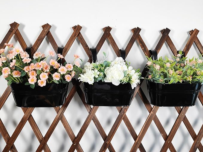 4 Pack Metal Hanging Planter for Outdoor Plants, 10 Inch Black Fence Planters - Image 6