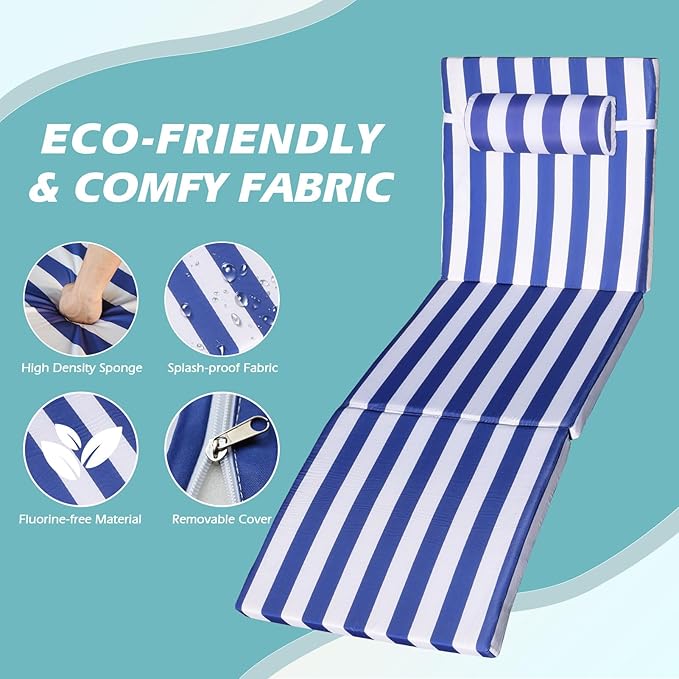 Chaise Lounge Chairs Outdoor Set of 2, Comfy Outside Wicker Patio Pool Lounge - Image 5