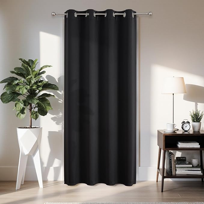 Joydeco Blackout Door Curtain for Doorway Privacy 72 Inches Long, Grommet by JOYDECO